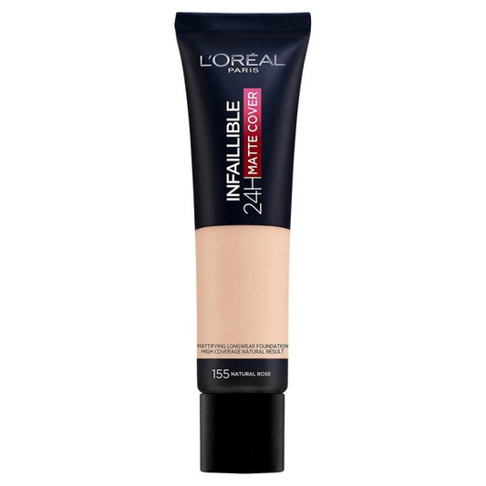 Fond de ten mat L'Oreal Paris Infaillible 24H Matte Cover 155 Natural Rose, 30 ml