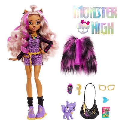 Set de Joaca Monster High Cu Papusa Clawdeen Wolf Si Accesorii, Studio Dressing Tip Boutique Cu Peste 20 de Accesorii